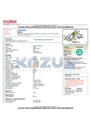 0190030068 datasheet - InsulKrimp Quick Disconnect, Female, for 24-26 (0.20-0.12), Box, Tab 4.75mm(.187