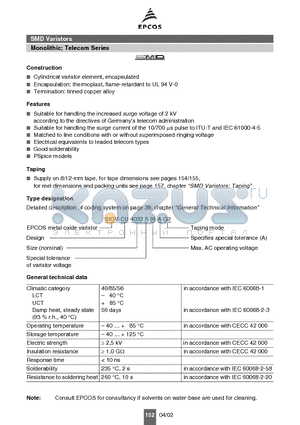 CU4032S95AG2 datasheet - SMD Varistors