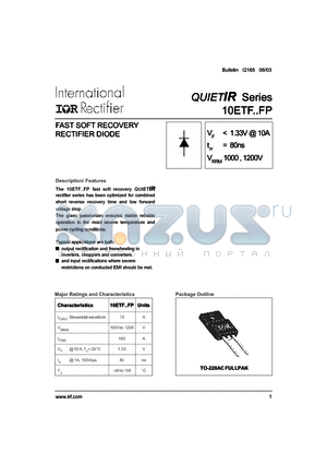 10ETF10FP datasheet - FAST SOFT RECOVERY RECTIFIER DIODE