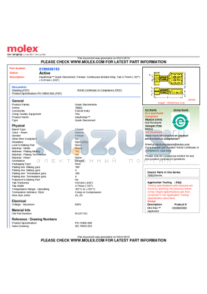 0190030143 datasheet - InsulKrimp Quick Disconnect