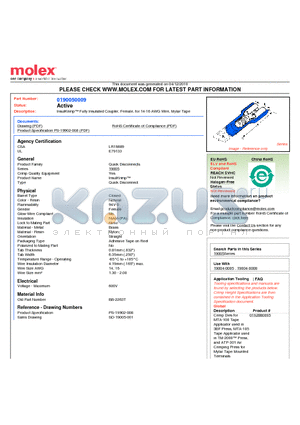 0190050009 datasheet - InsulKrimp Fully Insulated Coupler, Female, for 14-16 AWG Wire, Mylar Tape