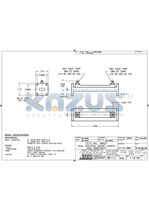 51-331DA-XXF-XXR-6-6 datasheet - OUTLINE, WR51 DUAL COUPLER, SHORT LENGTH HIGH DIRECTIVITY