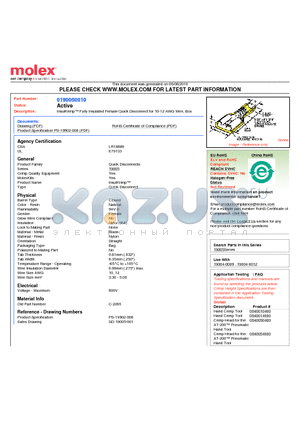 0190050010 datasheet - InsulKrimp Fully Insulated Female Quick