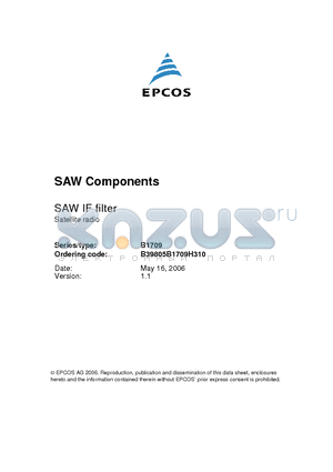 C61157-A7-A95 datasheet - SAW IF filter