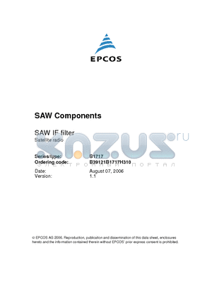 C61157-A7-A95 datasheet - SAW IF filter