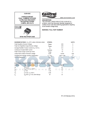 CUD6-02C_10 datasheet - SURFACE MOUNT DUAL, COMMON CATHODE ULTRA FAST RECOVERY SILICON RECTIFIERS 6 AMPS