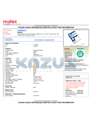 0190060017 datasheet - Flag Avikrimp Quick Disconnect, Female, for 14-16 (2.00-1.30) Wire, Box, Tab4.75mm (.187