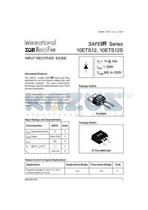 10ETS08 datasheet - INPUT RECTIFIER DIODE