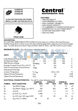 CUDD8-08 datasheet - ULTRA FAST RECOVERY RECTIFIERS SINGLE, 8.0 AMP, 200 THRU 800 VOLTS