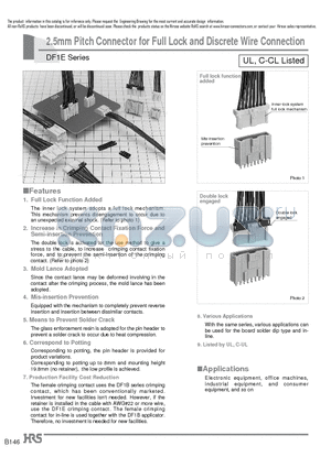 DF1E-04EP-2.5C datasheet - 2.5mm Pitch Connector for Full Lock and Discrete Wire Connection