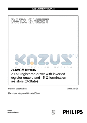 74AVCM162836 datasheet - 20-bit registered driver with inverted register enable and 15 ohm termination resistors 3-State