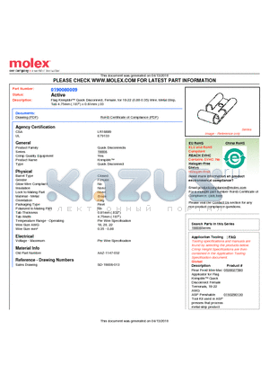 0190080009 datasheet - Flag Krimptite Quick Disconnect