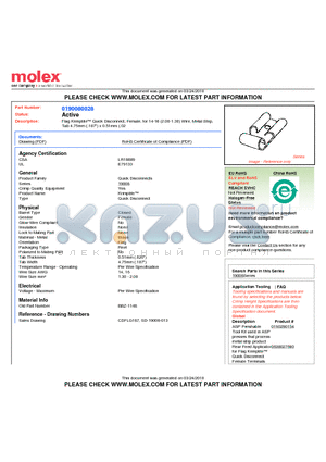 0190080028 datasheet - Flag Krimptite Quick Disconnect