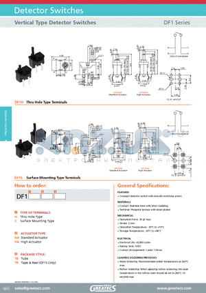 DF1S datasheet - Vertical Type Detector Switches