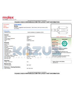 0190100032 datasheet - Krimptite Piggyback Quick Disconnect , Tab 6.35mm (.250
