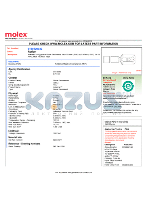 0190120032 datasheet - Avikrimp Piggyback Quick Disconnect, Tab 6.35mm (.250