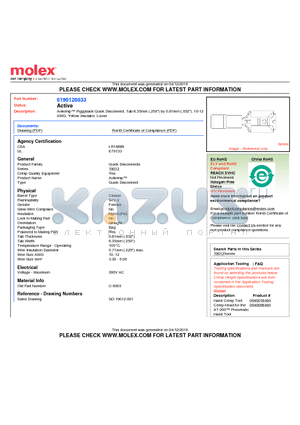 0190120033 datasheet - Avikrimp Piggyback Quick Disconnect, Tab 6.35mm (.250