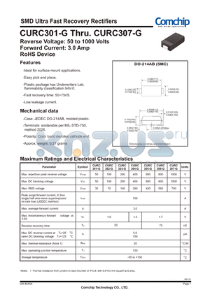 CURC305-G datasheet - SMD Ultra Fast Recovery Rectifiers