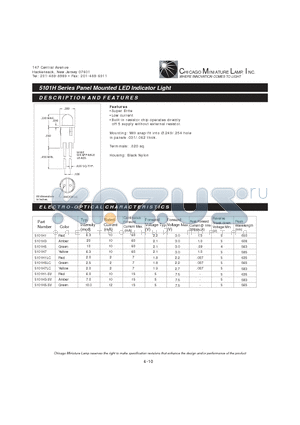 5101H5LC datasheet - Panel Mounted LED Indicator Light