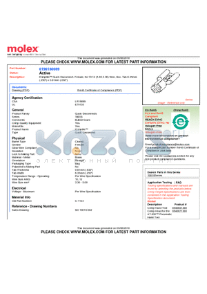 0190160069 datasheet - Krimptite Quick Disconnect, Female, for 10-12 (5.00-3.30) Wire, Box, Tab 6.35mm(.250