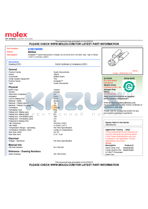 0190160099 datasheet - Krimptite Quick Disconnect, Female, for 24-26 (0.20-0.12) Wire