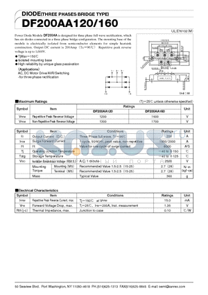 DF200AA160 datasheet - DIODE(THREE PHASES BRIDGE TYPE)