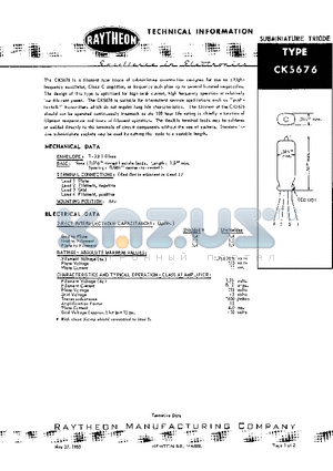 CK5676 datasheet - SUBMINIATURE TRIODE