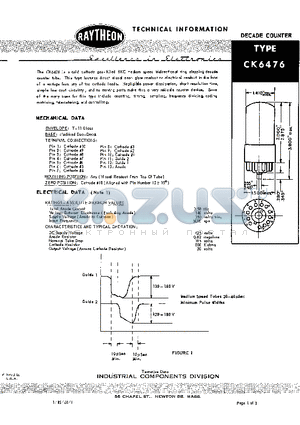 CK6476 datasheet - DECADE COUNTER TUBE