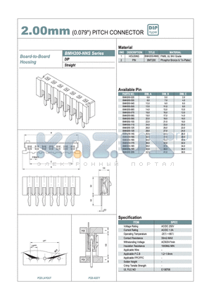 BMH200-04S datasheet - 2.00mm PITCH CONNECTOR