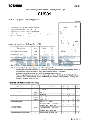 CUS01 datasheet - Portable Equipment Battery Application