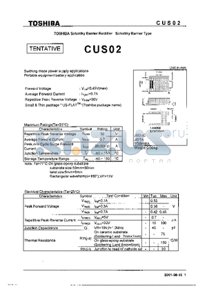 CUS02 datasheet - SCHOTTKY BARRIER RECTIFIER SCHTTKY BARRIER TYPE