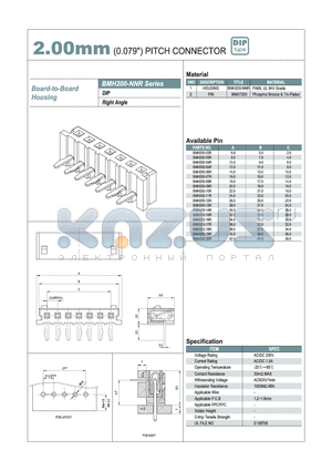 BMH200-08R datasheet - 2.00mm PITCH CONNECTOR