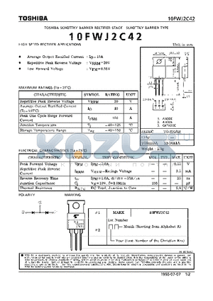 10FWJ2C42 datasheet - SCHOTTKY BARRIER RECTIFIER STACK (HIGH SPEED RECTIFIER APPLICATIONS)