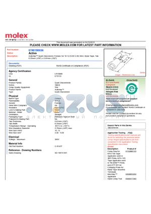 0190190038 datasheet - Avikrimp Quick Disconnect