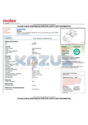 0190190048 datasheet - Avikrimp Quick Disconnect