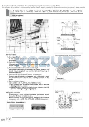 DF20A-40DS-1C datasheet - 1 mm Pitch Double Rows Low Profile Board-to-Cable Connectors