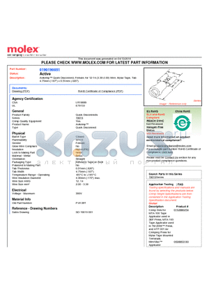 0190190051 datasheet - Avikrimp Quick Disconnect