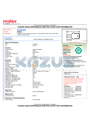 0190220004 datasheet - Krimptite Quick Disconnect, Male