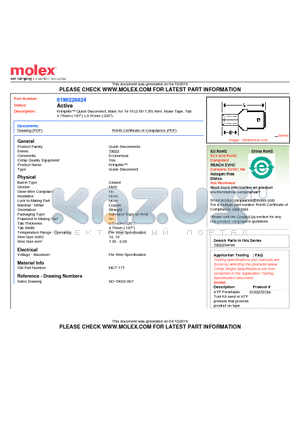 0190220024 datasheet - Krimptite Quick Disconnect