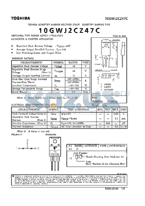 10GWJ2CZ47C datasheet - SCHOTTKY BARRIER RECTIFIER STACK (SWITCHING TYPE POWER SUPPLY APPLICATION)