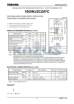 10GWJ2CZ47C_06 datasheet - SWITCHING MODE POWER SUPPLY APPLICATION