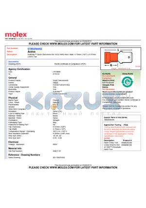 0190250002 datasheet - Avikrimp Quick Disconnect for 18-22 AWG Wire, Male, 4.75mm (.187