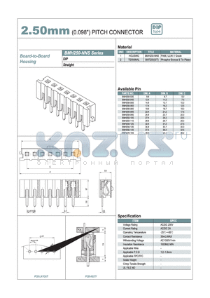 BMH250-05S datasheet - 2.50mm PITCH CONNECTOR