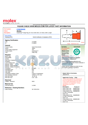 0190340002 datasheet - InsulKrimp Snap Plug, for 18-22 AWG Wire, 24.13mm (.950