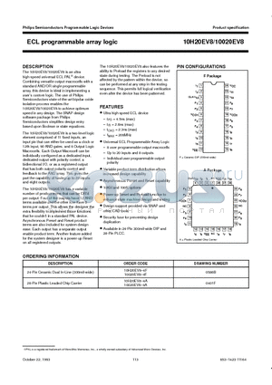 10H20EV8-4F datasheet - ECL programmable array logic