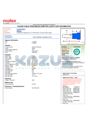 0190340007 datasheet - InsulKrimp Snap Plug, for 14-16 AWG Wire, 24.13mm (.950