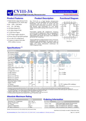 CV111-3APCB75 datasheet - UMTS-band High Linearity Downconverter