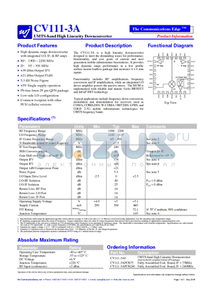 CV111-3APCB240 datasheet - UMTS-band High Linearity Downconverter