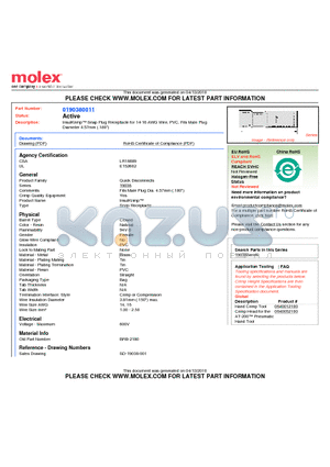 0190380011 datasheet - InsulKrimp Snap Plug Receptacle for 14-16 AWG Wire