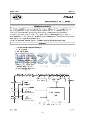 AK5351-VF datasheet - Enhanced Dual bit  20bit ADC